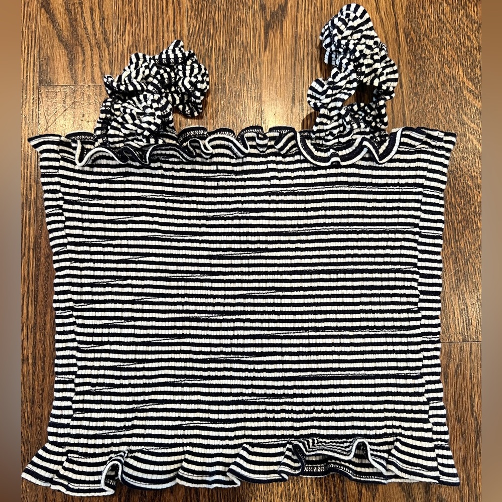 Reformation smocked brown and white striped tank size small - Picture 3 of 4